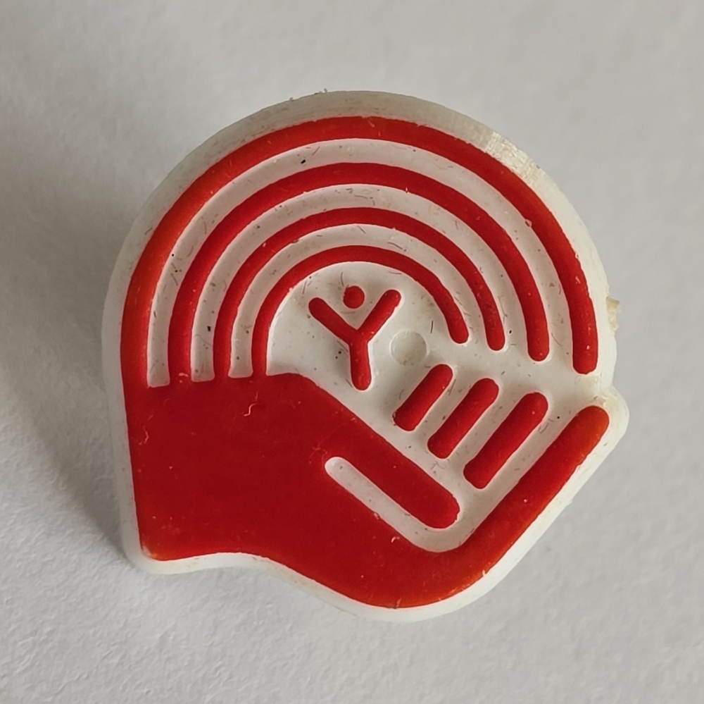 Vintage pin YMCA United Way By Knobby Krafters Attleboro, MA red white brooch